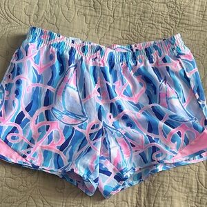 Lilly Pulitzer Blue and Pink Nautical Ocean Trail shorts